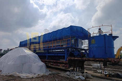 浙江省600平方車載壓濾機使用現場